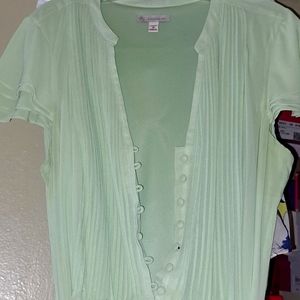 Dress barn chiffon silky self belted dress knee length in mint green